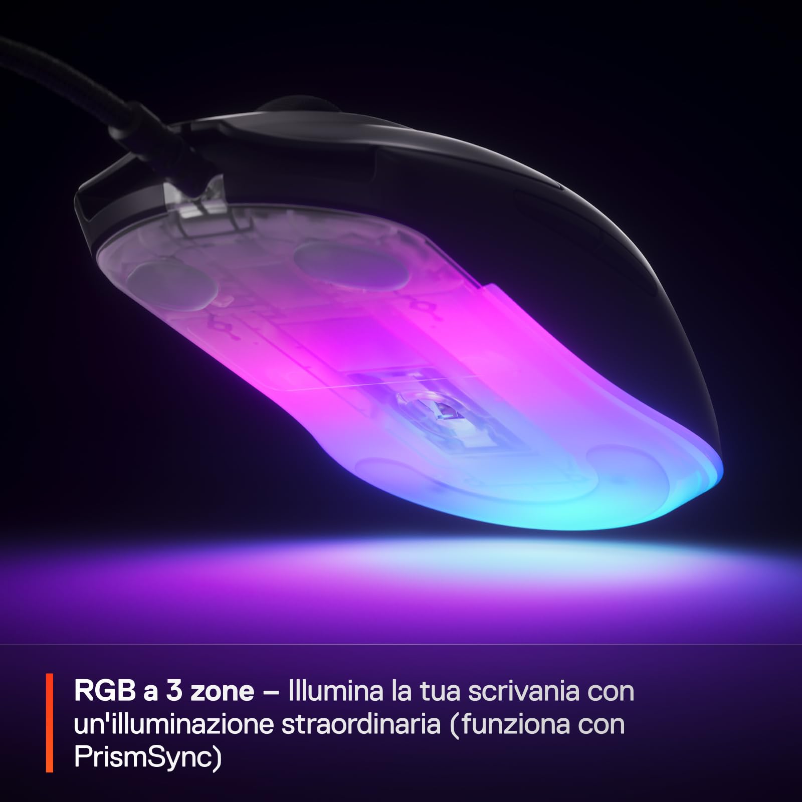 SteelSeries Rival 3 Gen 2 mouse cablato Nero 8500 DPI RGB