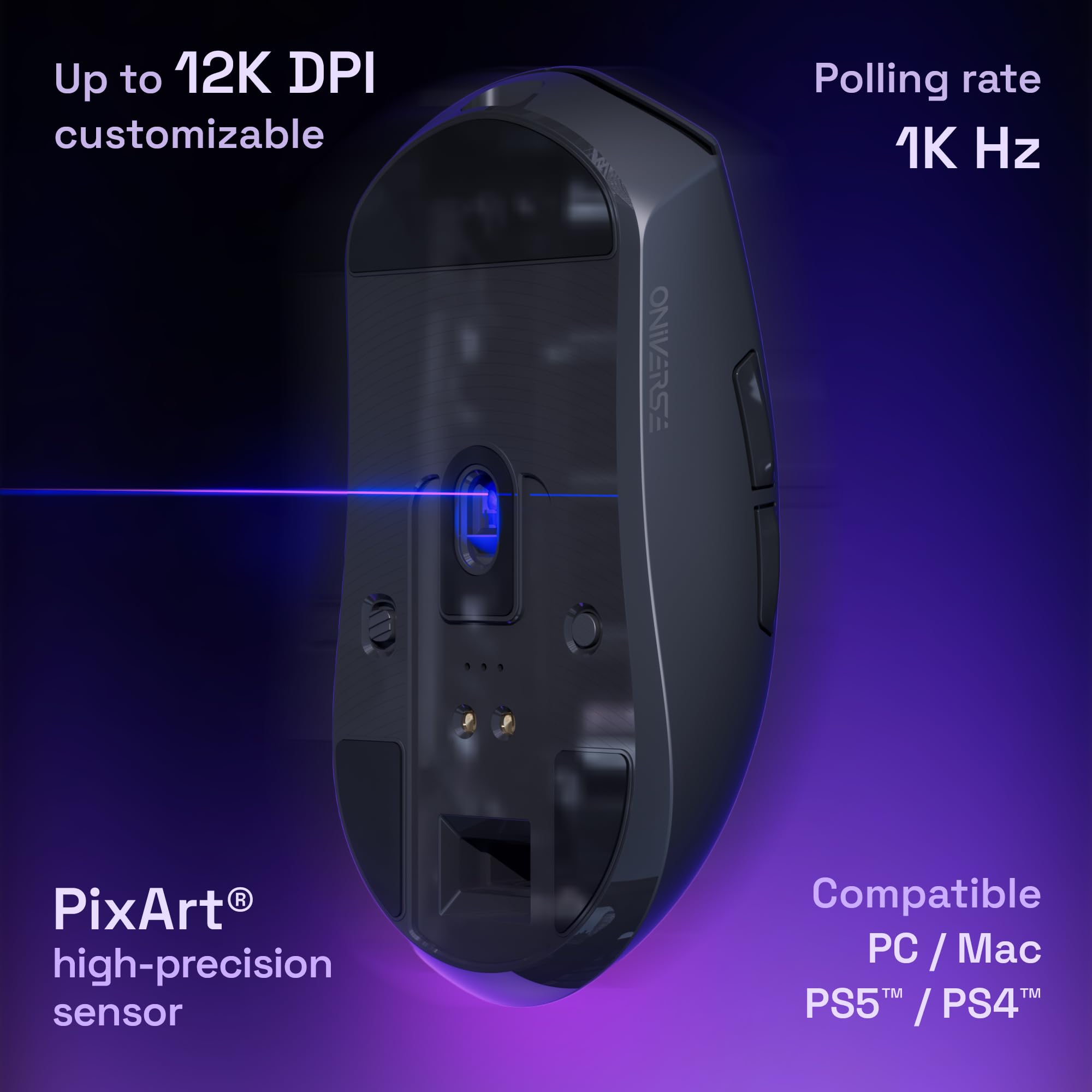 Oniverse Mouse gaming wireless 12000 DPI dock 1000 Hz