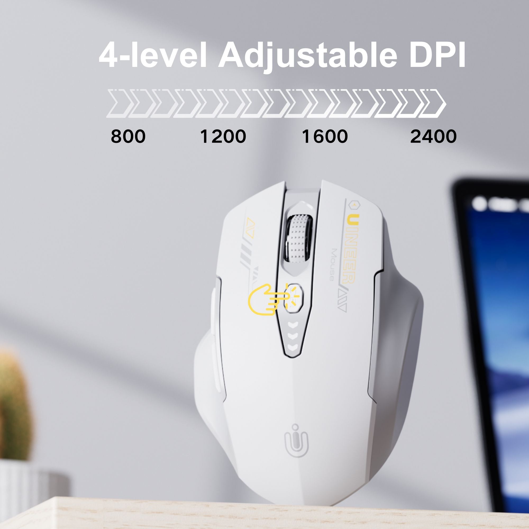 Uineer 2.4G Mouse Wireless Ricaricabile Nero 2400 DPI