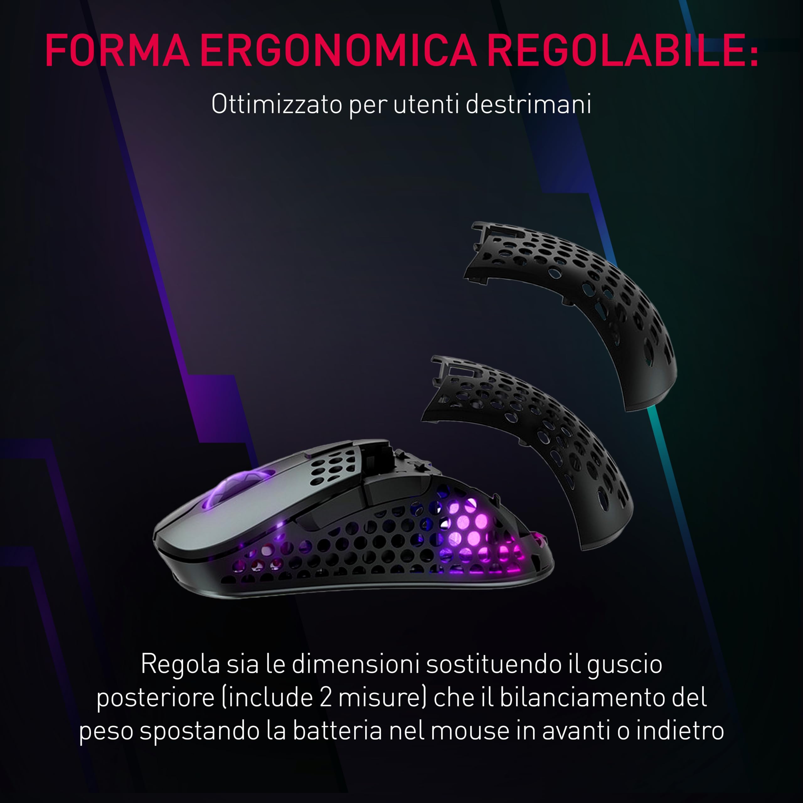 Xtrfy M4 Wireless Mouse Gaming Nero Ultraleggero RGB 2.4GHz