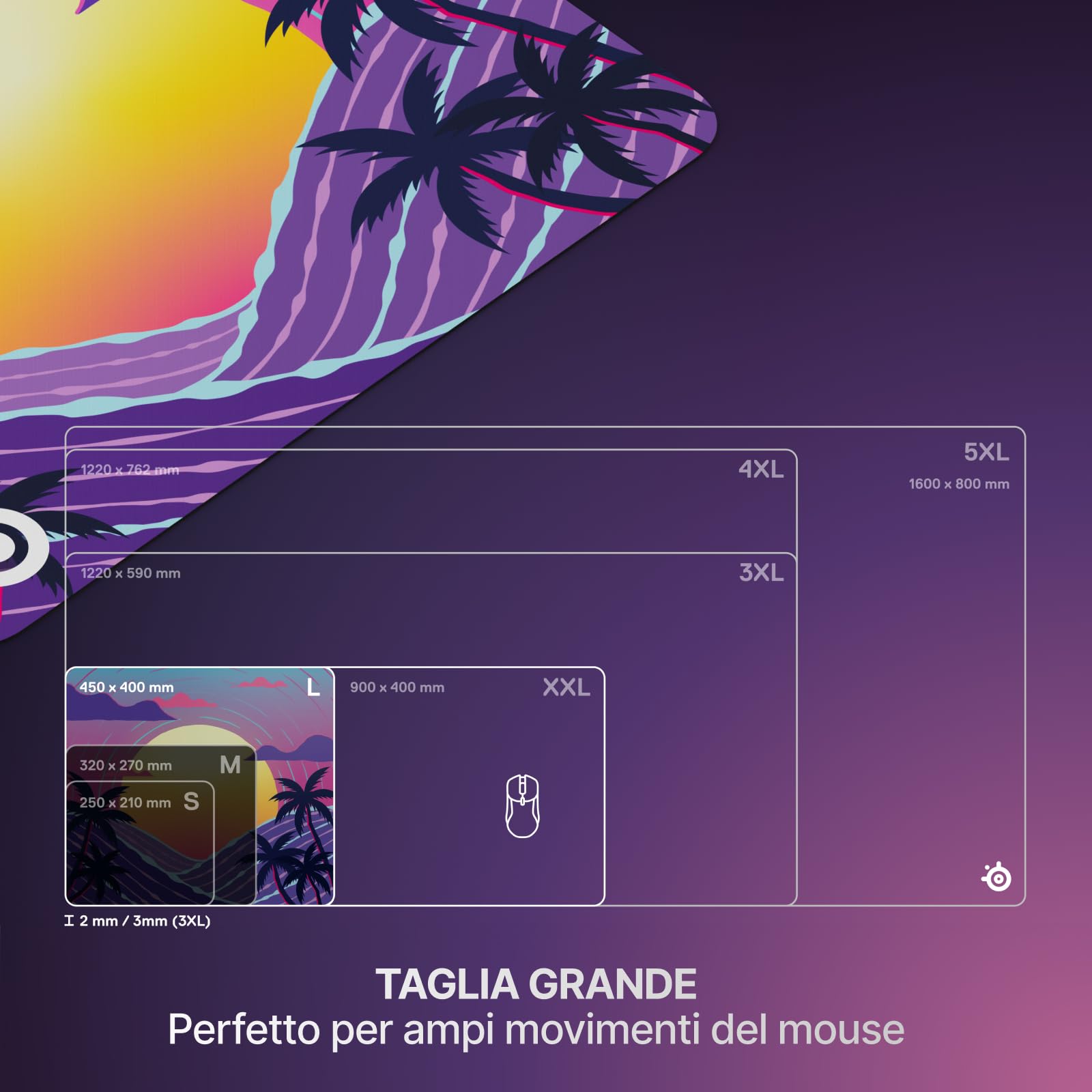SteelSeries QcK Large tappetino mouse Neon Sunset 45x40