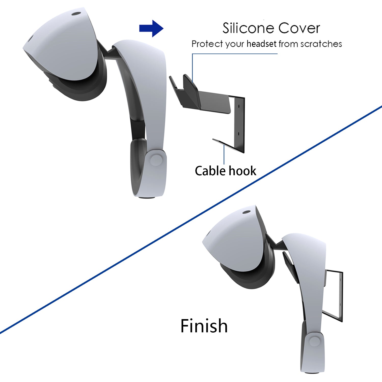 Monzlteck PS5/PS4 Mount supporto parete PSVR2 visore acciaio