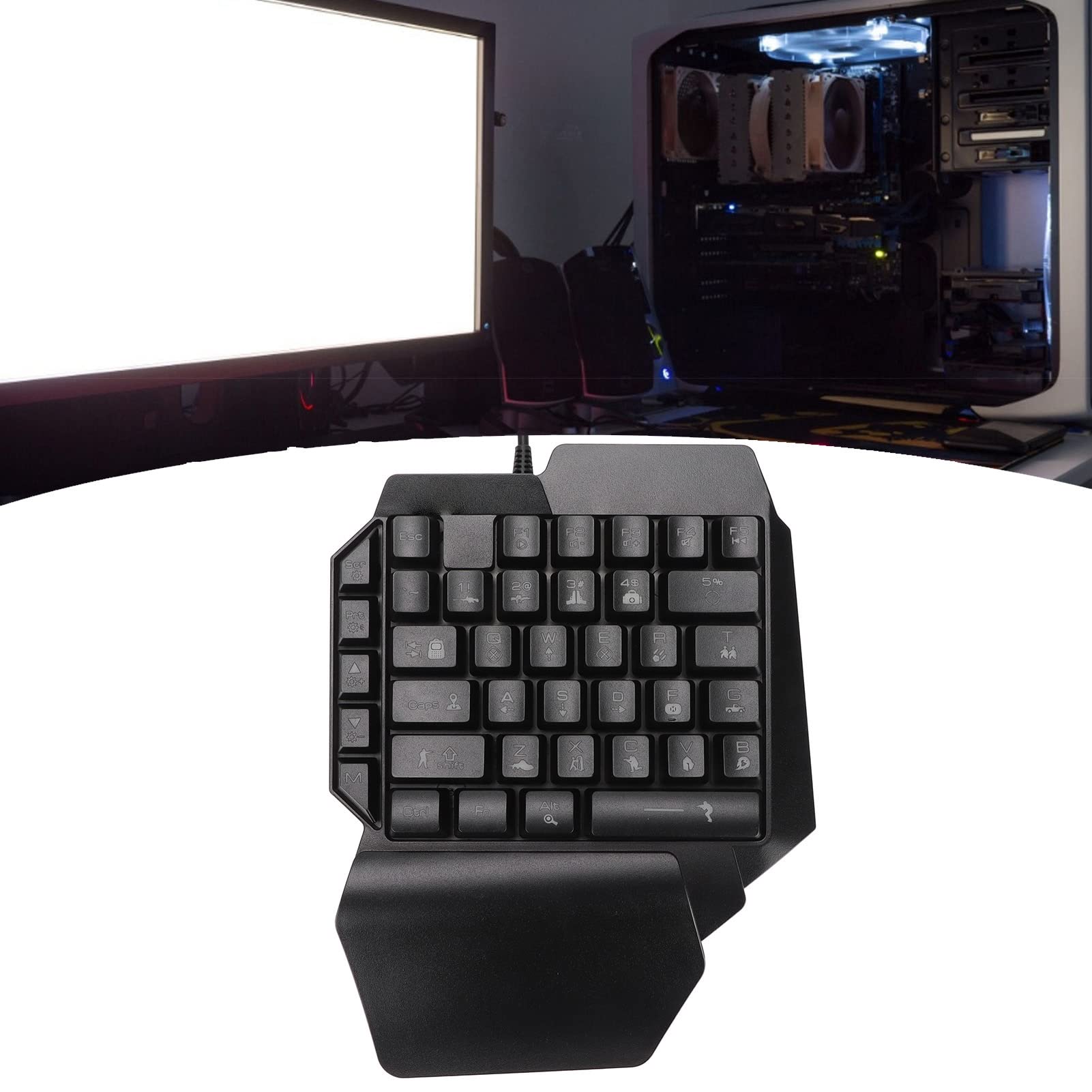 Gowenic Tastiera Gaming una Mano 39 Tasti USB con Poggiapolsi