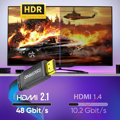 Oniverse Cavo HDMI 2.1 LED 8K 2 m piatto blu 48 Gbps