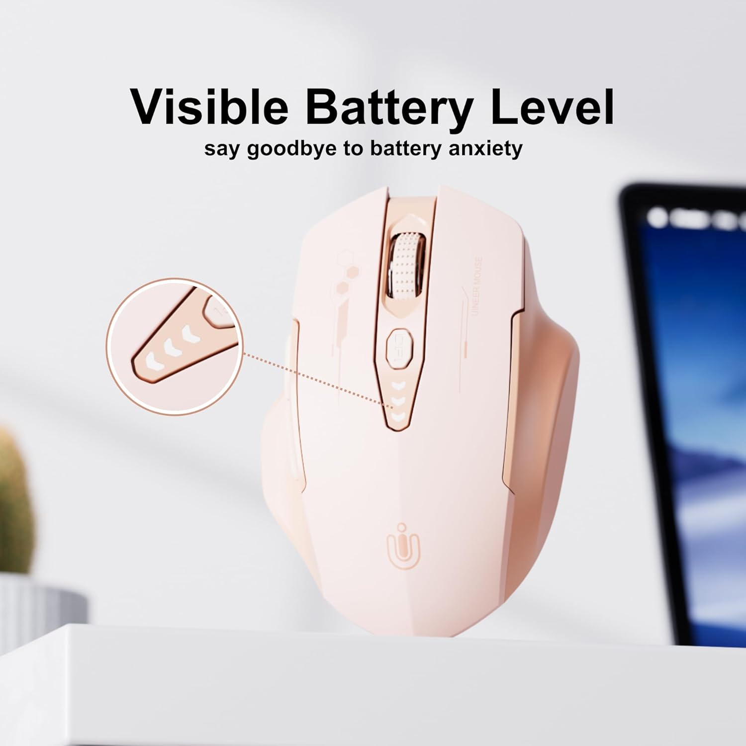 Uineer Tri-Mode Mouse Wireless Sakura Rosa Ergonomico