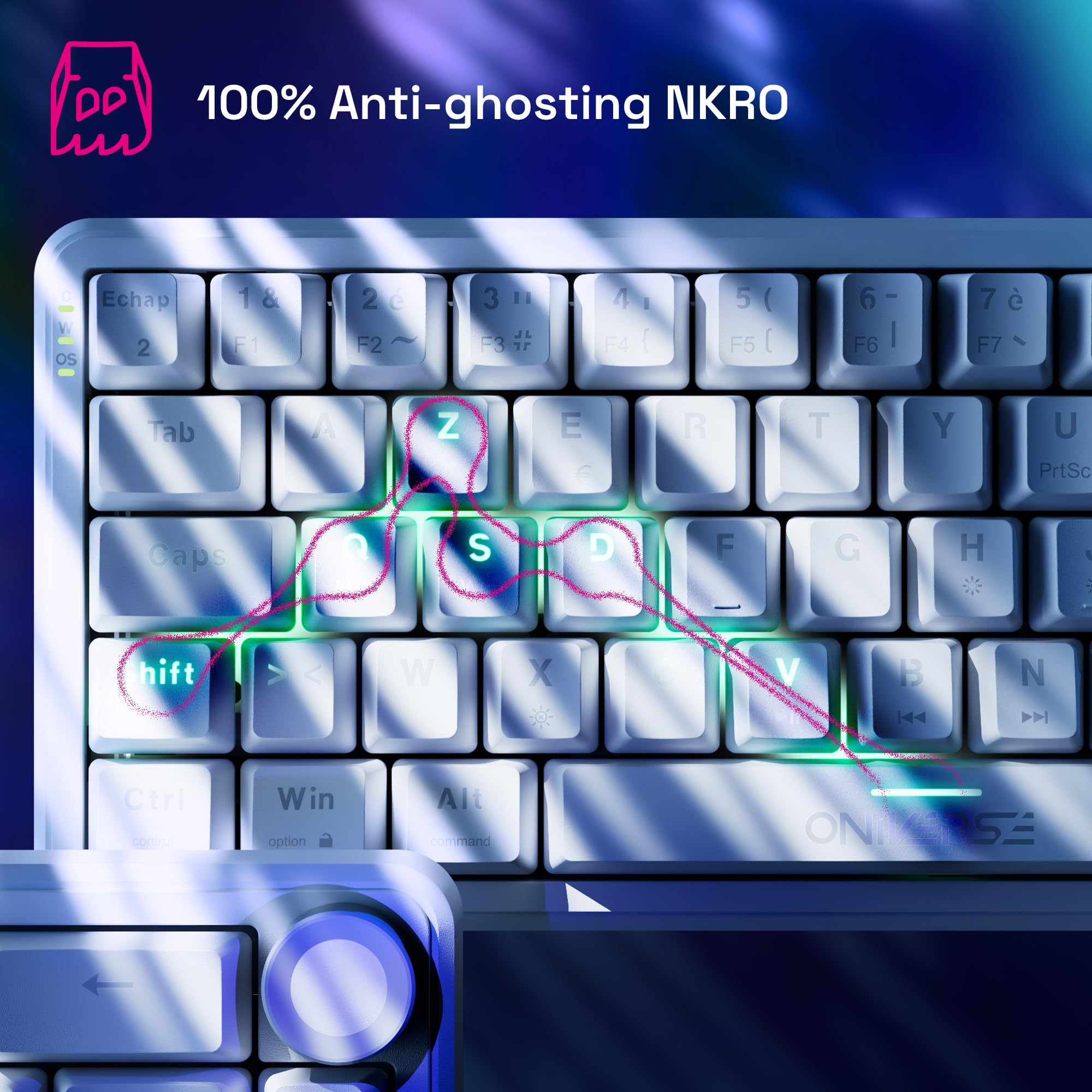 Oniverse Maegnus tastiera gaming magnetica 65% AZERTY bianca 8000Hz
