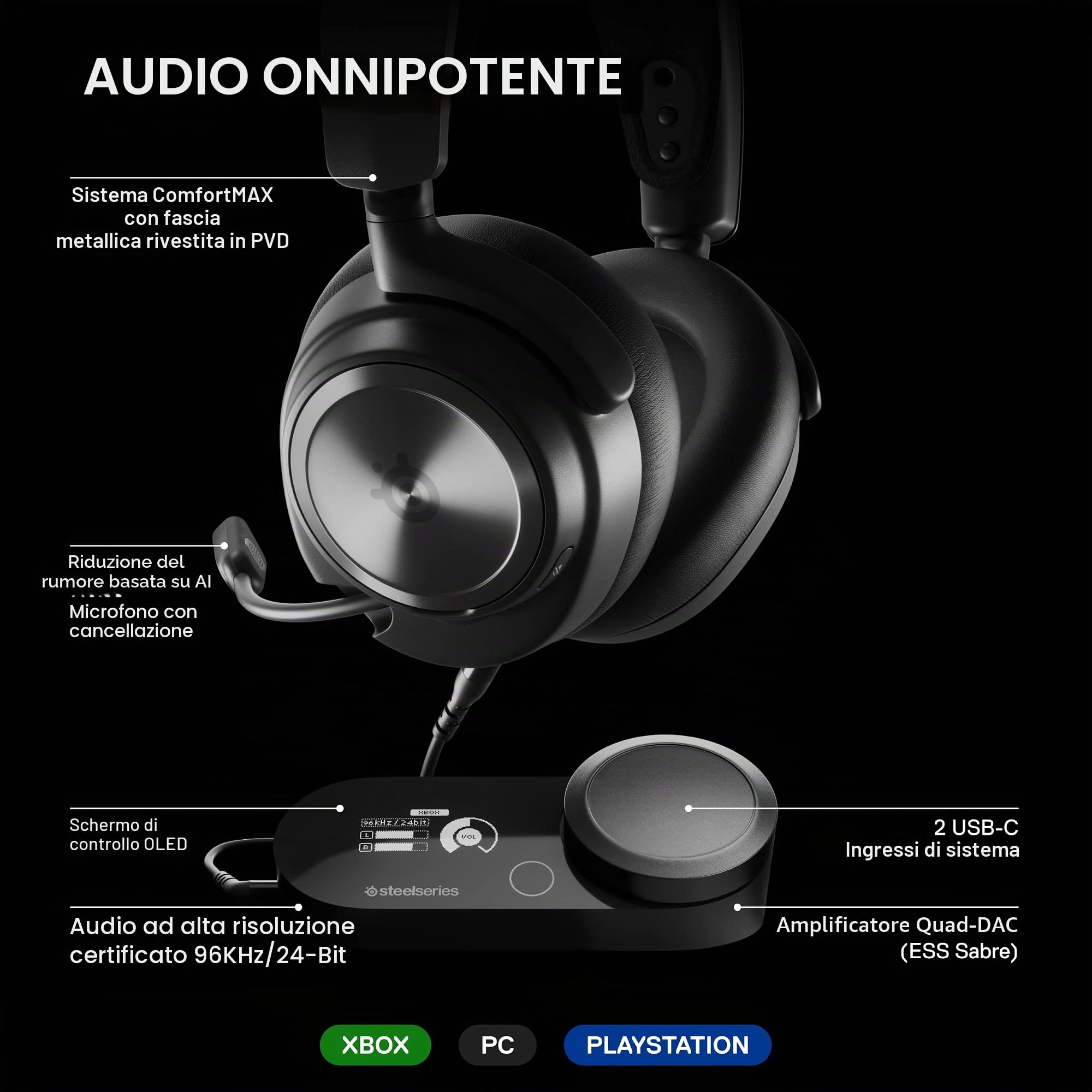 SteelSeries Arctis Nova Pro cuffie gaming multi-sistema Hi-Res
