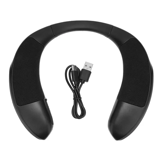GOWENIC Altoparlante Collo BT 5.3 Stereo 3D con Microfono Nero