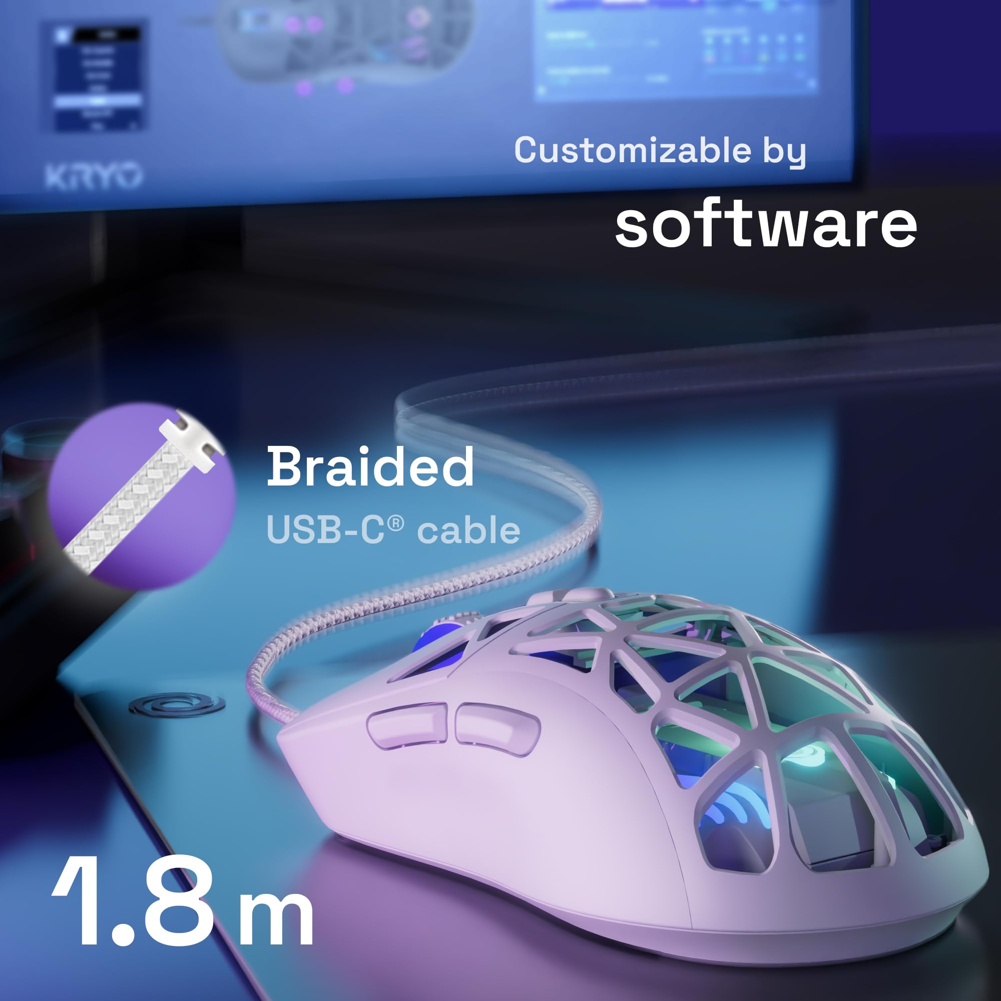 Oniverse Kryo Mouse Gaming Cablato 12800 DPI 52 g