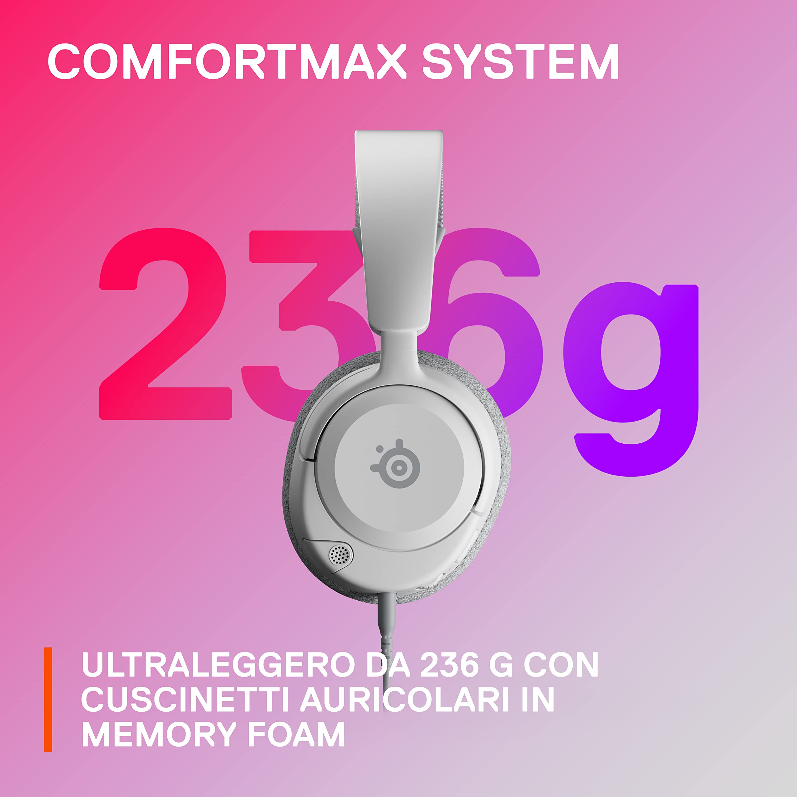 SteelSeries Arctis Nova 1 cuffie gaming bianco jack 3,5 mm audio 360