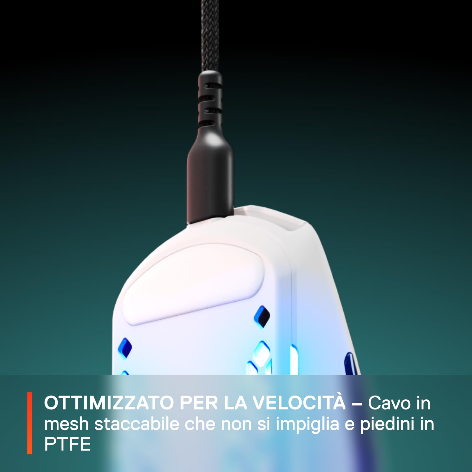SteelSeries Aerox 3 Mouse Gaming Cablato 59g Snow Bianco