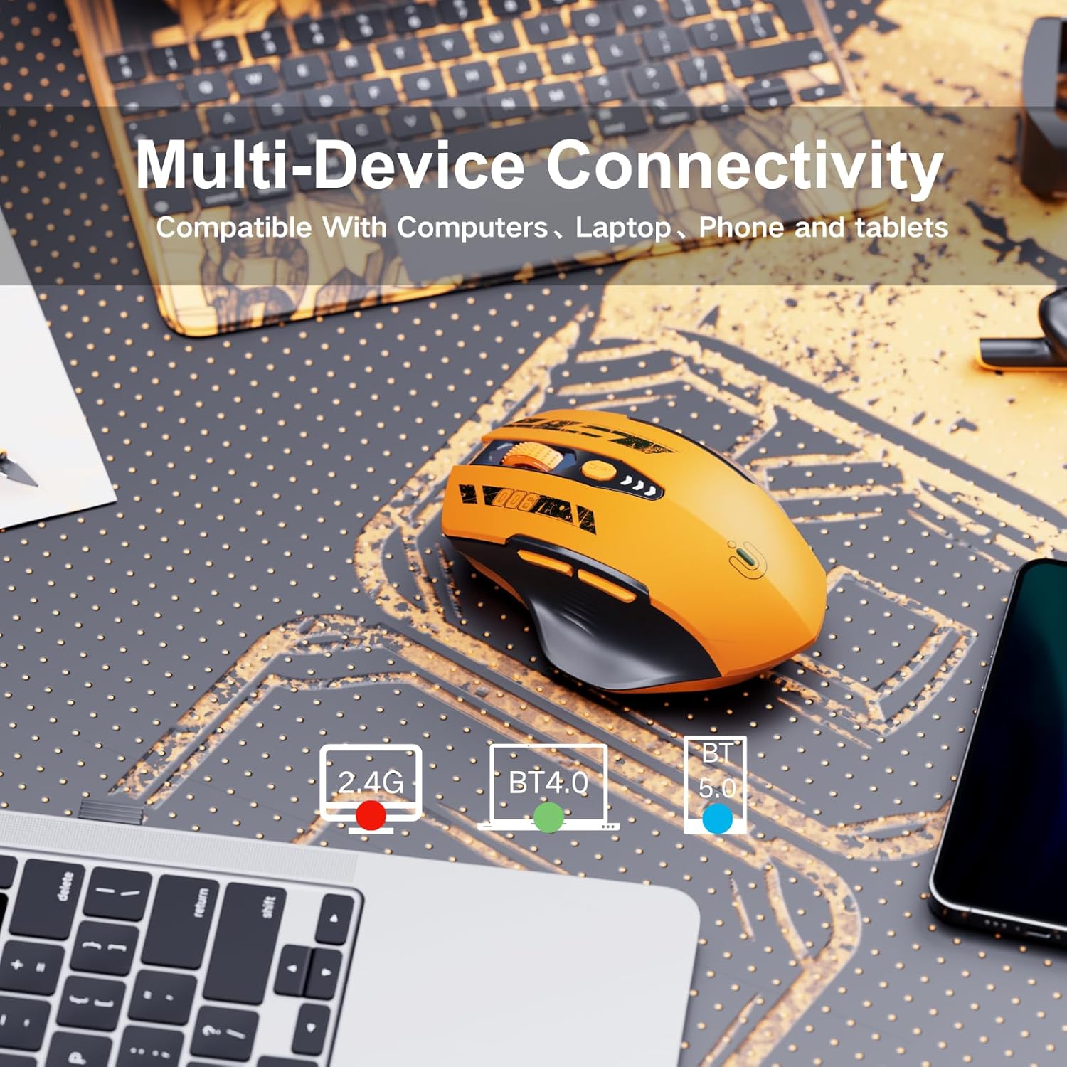 Uineer Tri-mode Mouse Wireless Bluetooth Nero 2400DPI