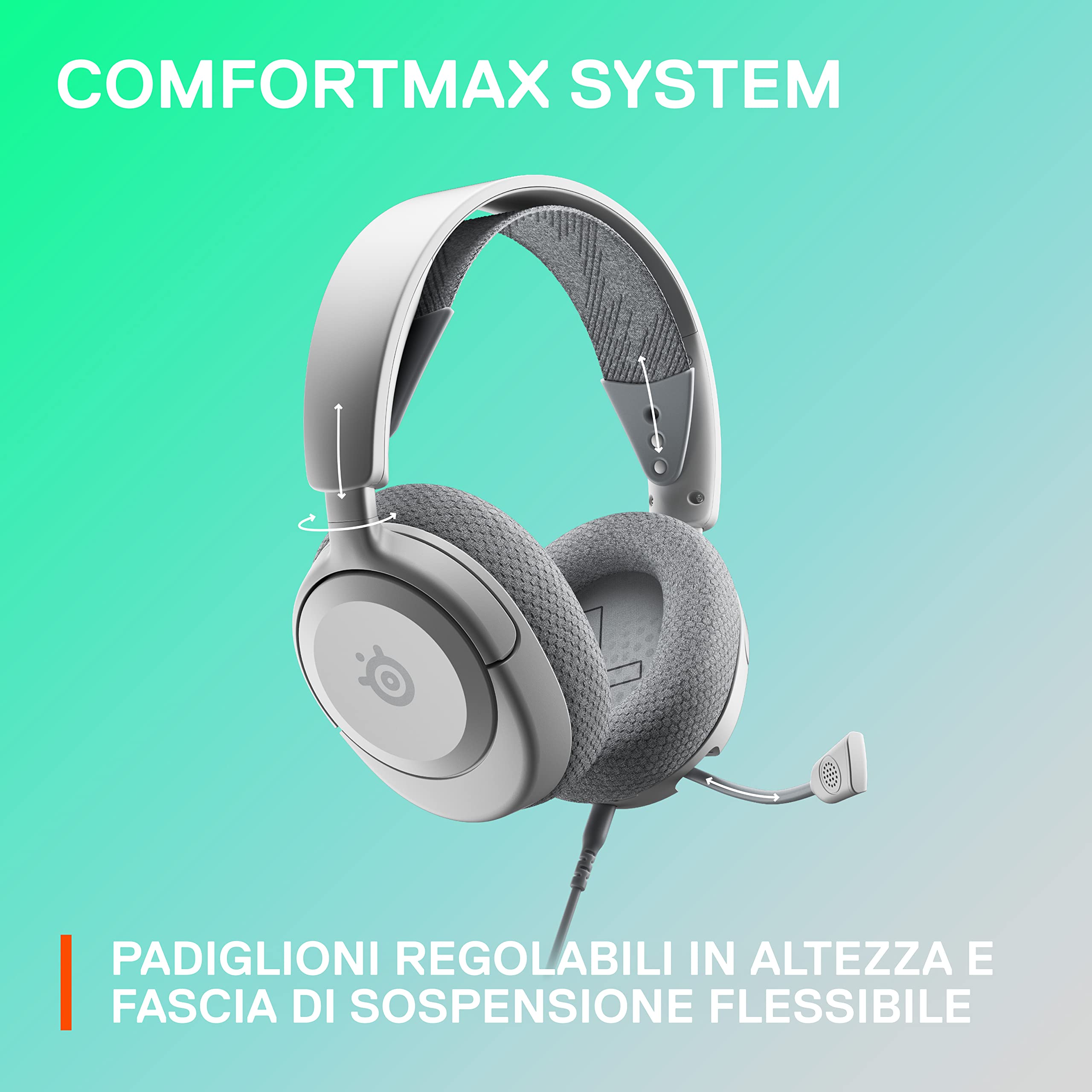 SteelSeries Arctis Nova 1 cuffie gaming bianco jack 3,5 mm audio 360