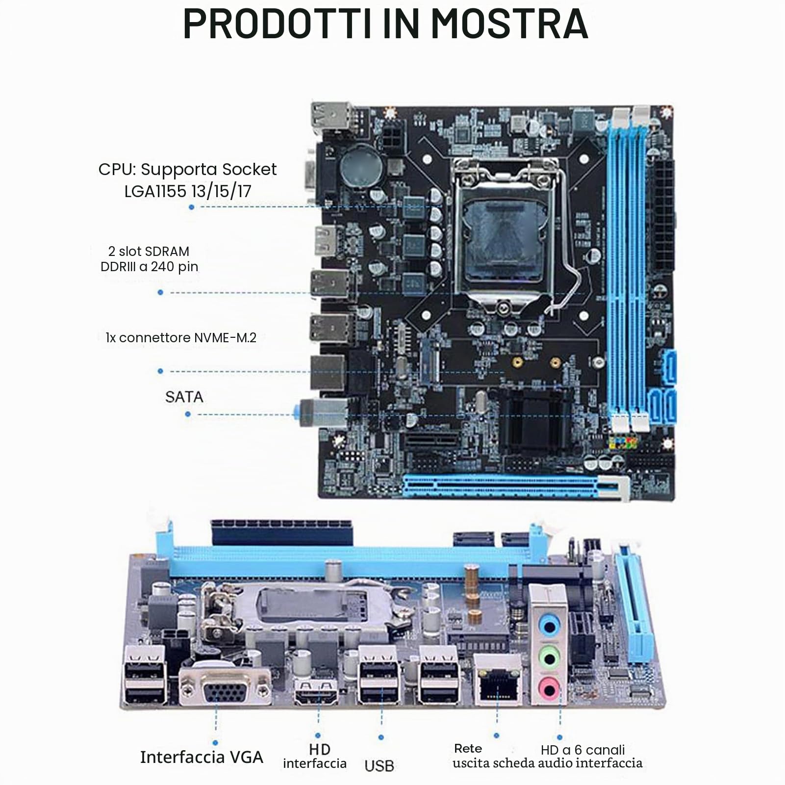 GOWENIC H61 LGA 1155 Scheda Madre ATX DDR3 HDMI VGA