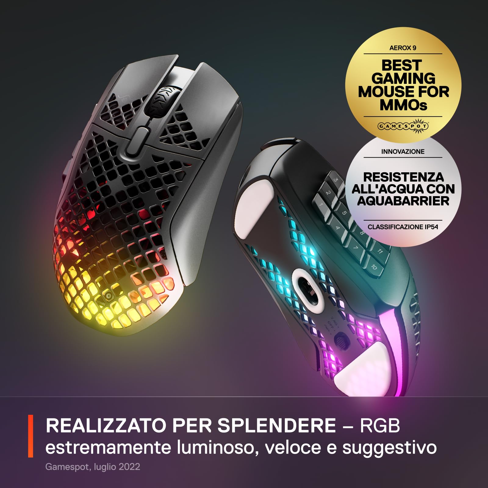 SteelSeries Aerox 9 Mouse Wireless RGB 18 Pulsanti 18K DPI