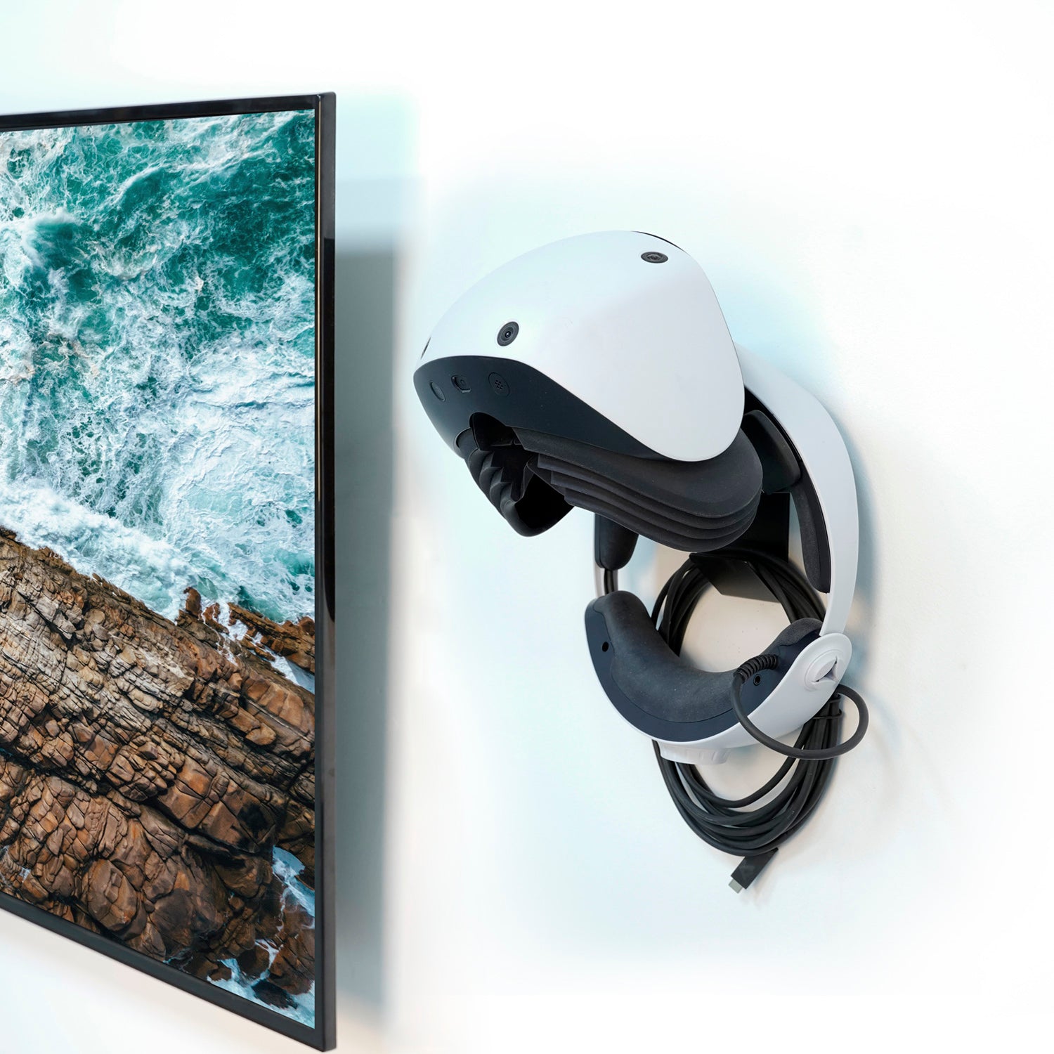 Monzlteck PS5/PS4 Mount supporto parete PSVR2 visore acciaio