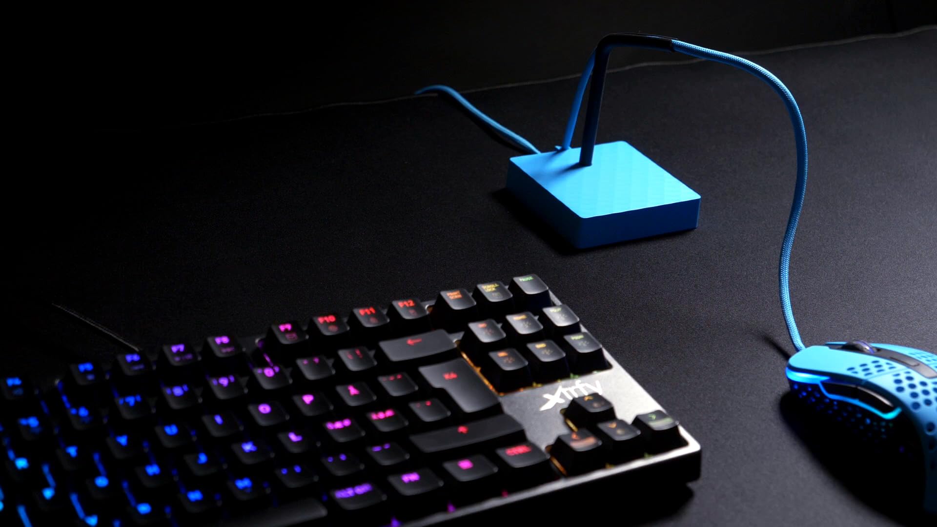 Xtrfy B4 mouse bungee portacavo Miami Blue silicone
