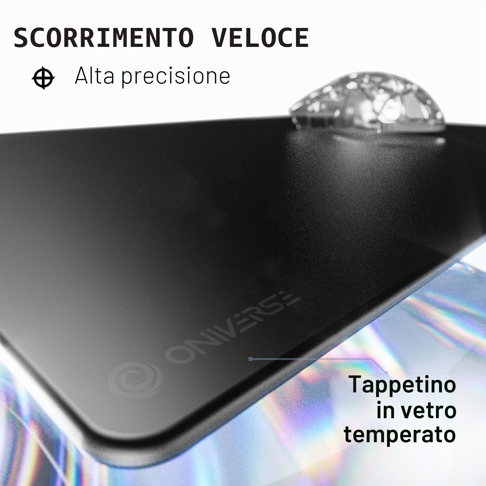 Oniverse Glasspad S Obsidian mousepad vetro 35x25cm veloce