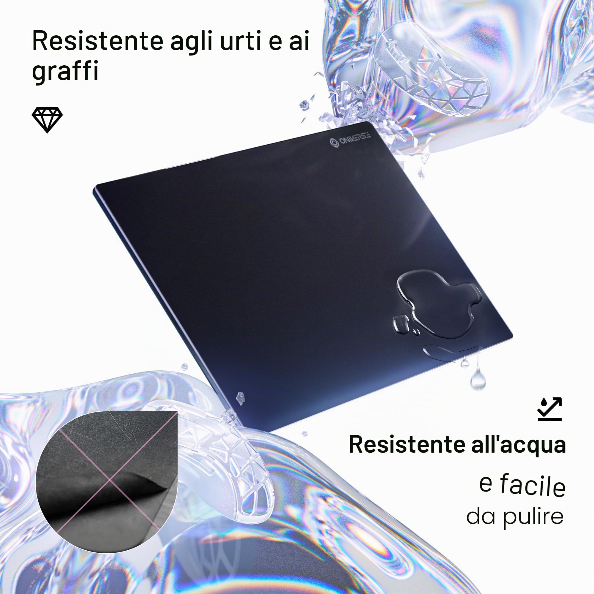 Oniverse Glasspad S Obsidian mousepad vetro 35x25cm veloce