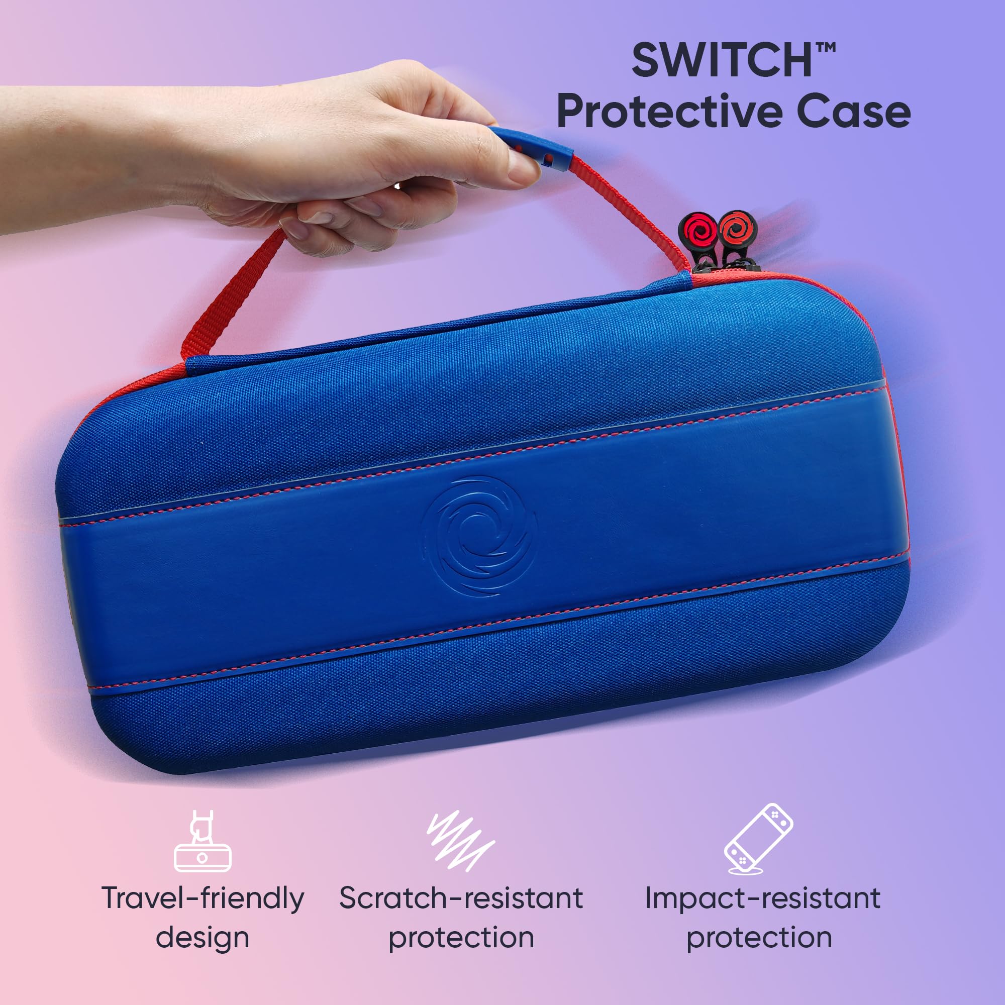 Oniverse custodia rigida Switch 2 OLED Switch blu maniglia