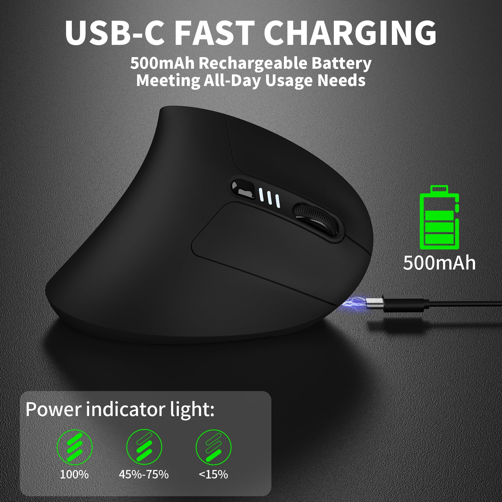 Uineer Tri-mode Mouse Verticale 59° Nero Silenzioso