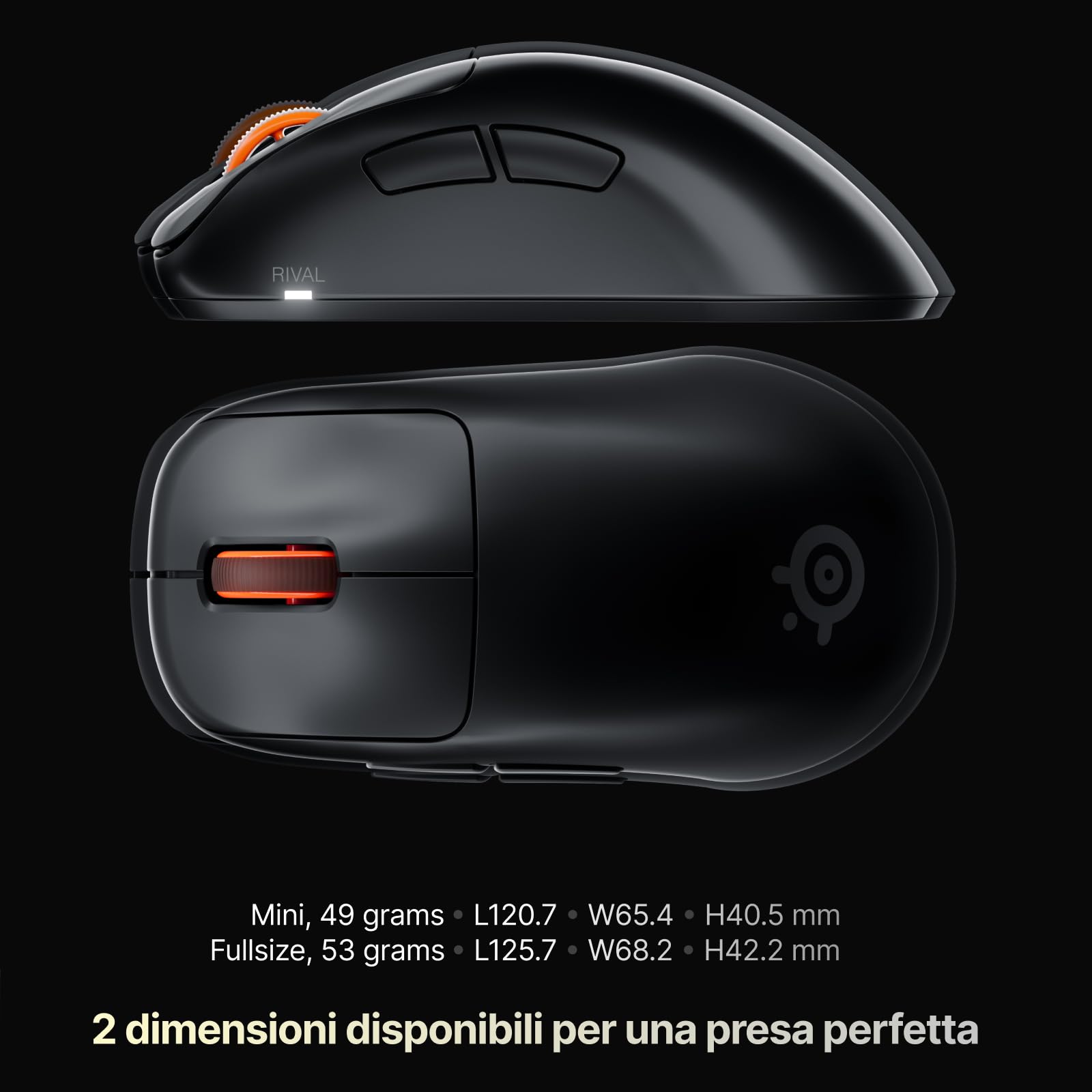 SteelSeries Rival Pro mouse wireless nero 8K UWB ergonomico
