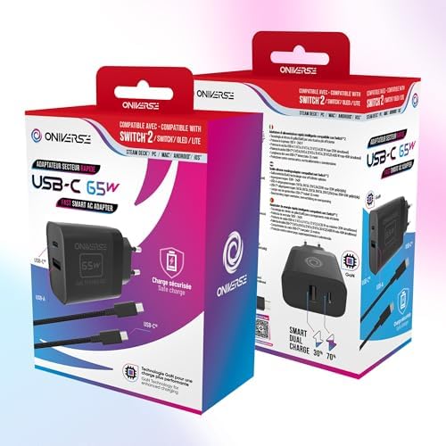 Oniverse adattatore 65W USB-C USB-A Switch ricarica GaN 1,5 m