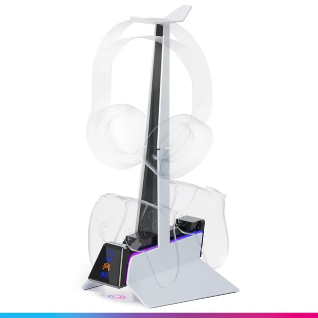 Oniverse Stazione ricarica PS5 bianca doppio DualSense + cuffie