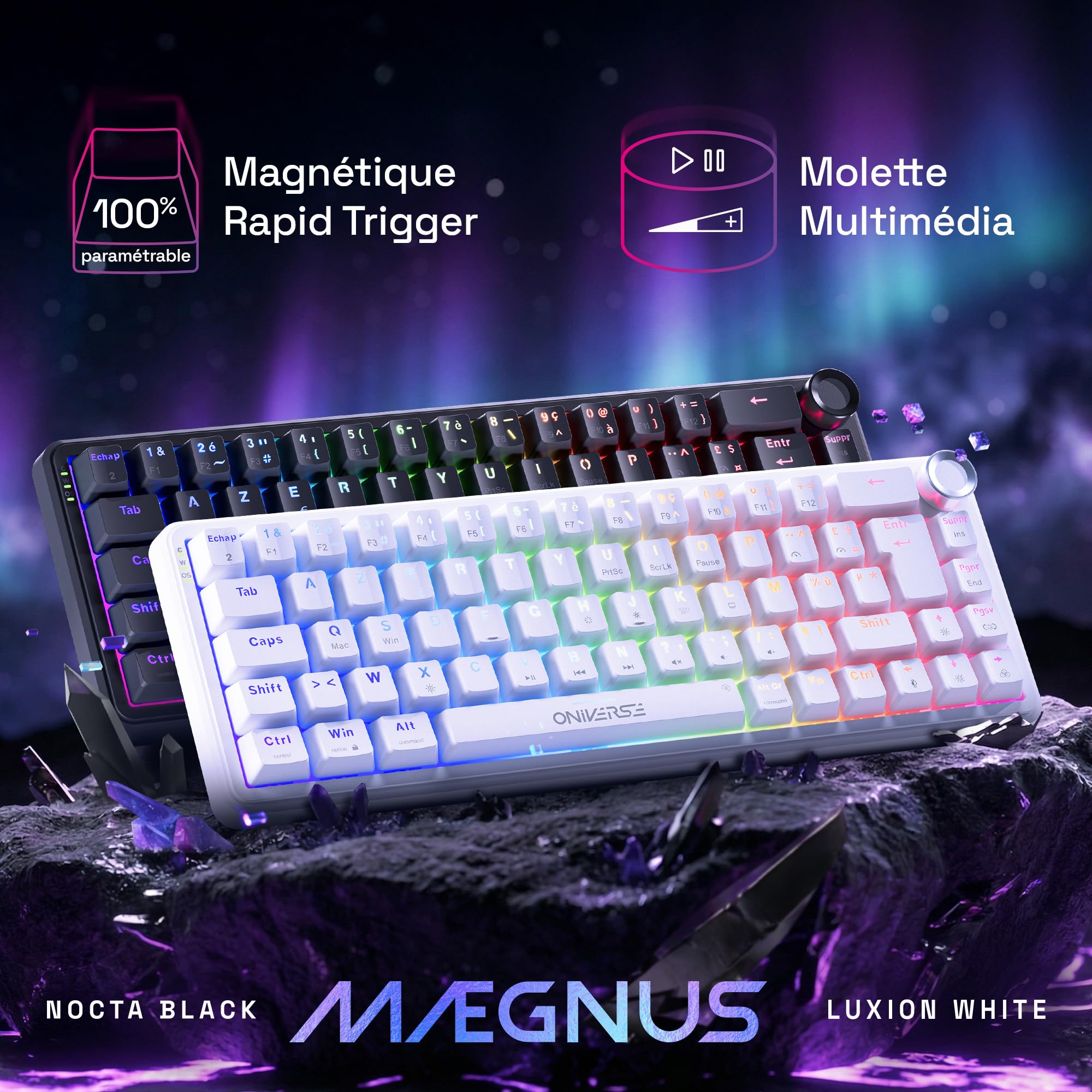 Oniverse Maegnus tastiera gaming magnetica 65% AZERTY bianca 8000Hz