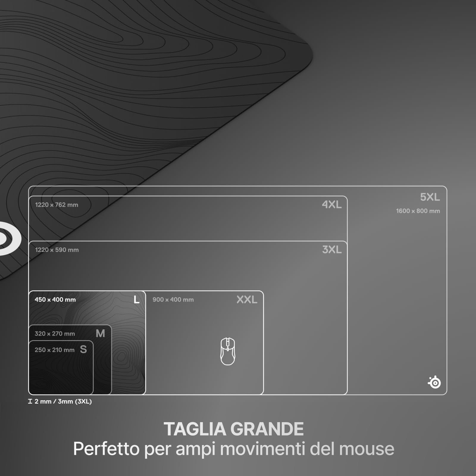 SteelSeries QcK Large tappetino mouse Topographic 45x40