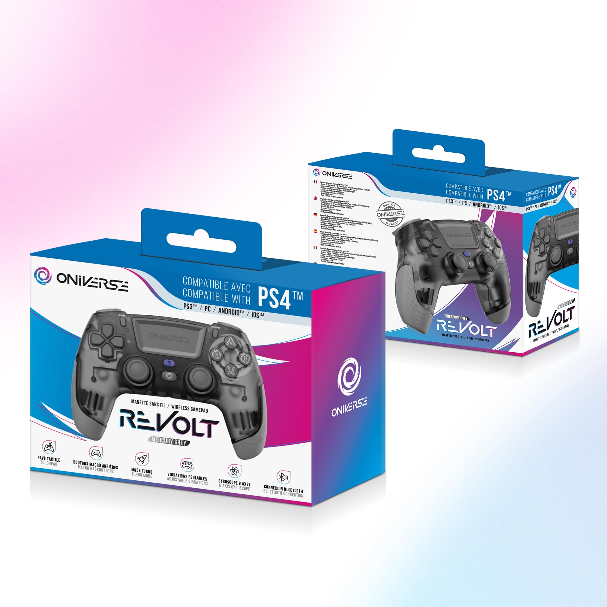 Oniverse Revolt Controller Wireless Mercury Grey PS4 PC Macro