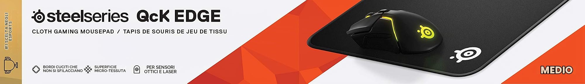 SteelSeries QcK Edge Mousepad Gaming M 320x270 Tessuto Nero