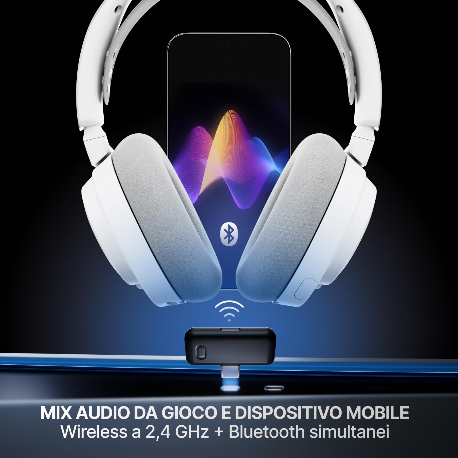 SteelSeries Arctis Nova 7 Gen 2 cuffie wireless bianche 50 ore