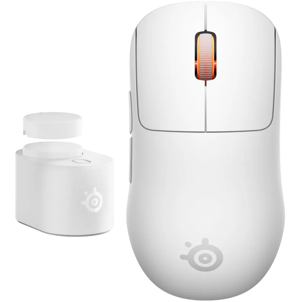 SteelSeries Sensei Pro mouse wireless bianco 8K UWB simmetrico