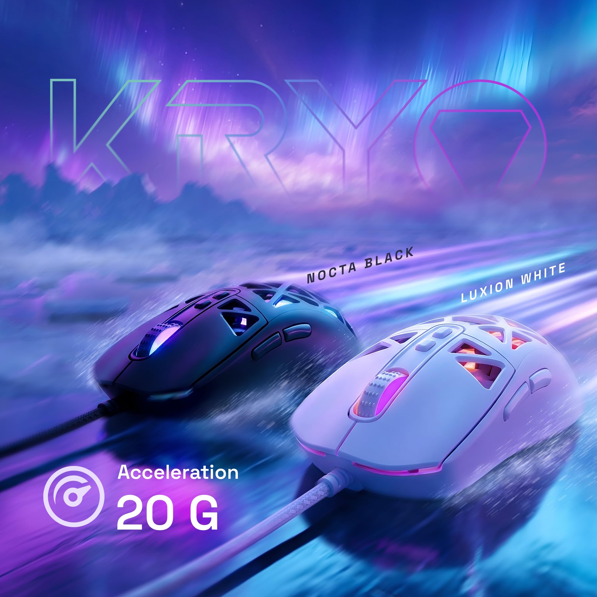 Oniverse Kryo Nocta Black mouse gaming 12800 DPI nero