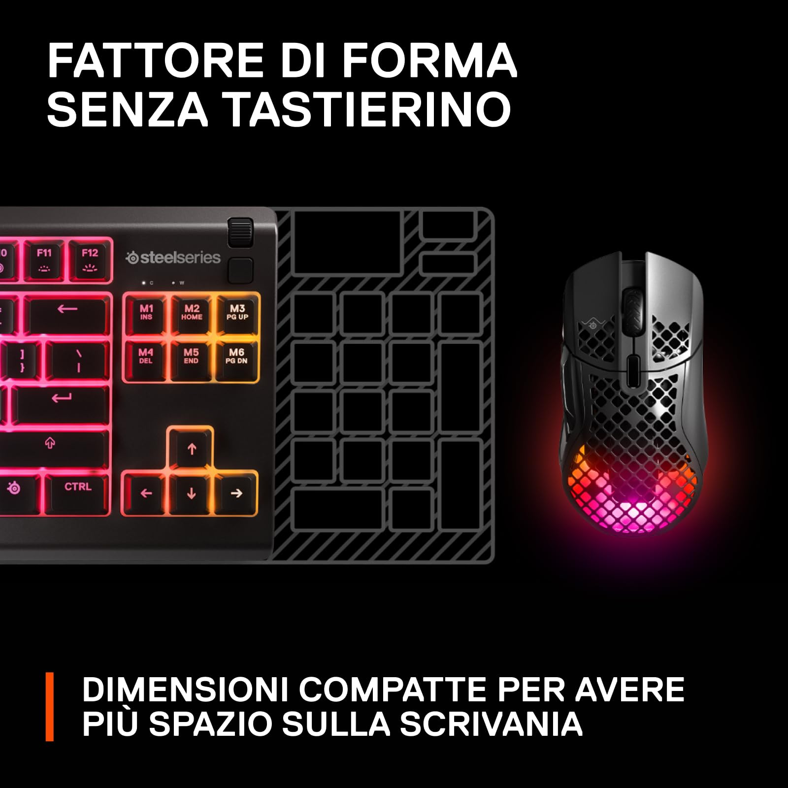 SteelSeries Apex 3 TKL Tastiera Gaming RGB Nera 8 Zone