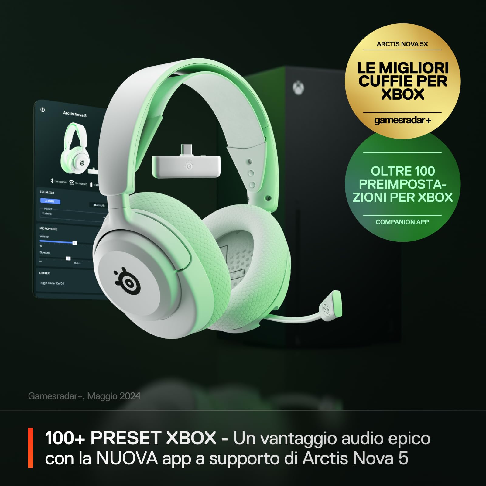 SteelSeries Arctis Nova 5X Cuffie Gaming Wireless Bianche Xbox