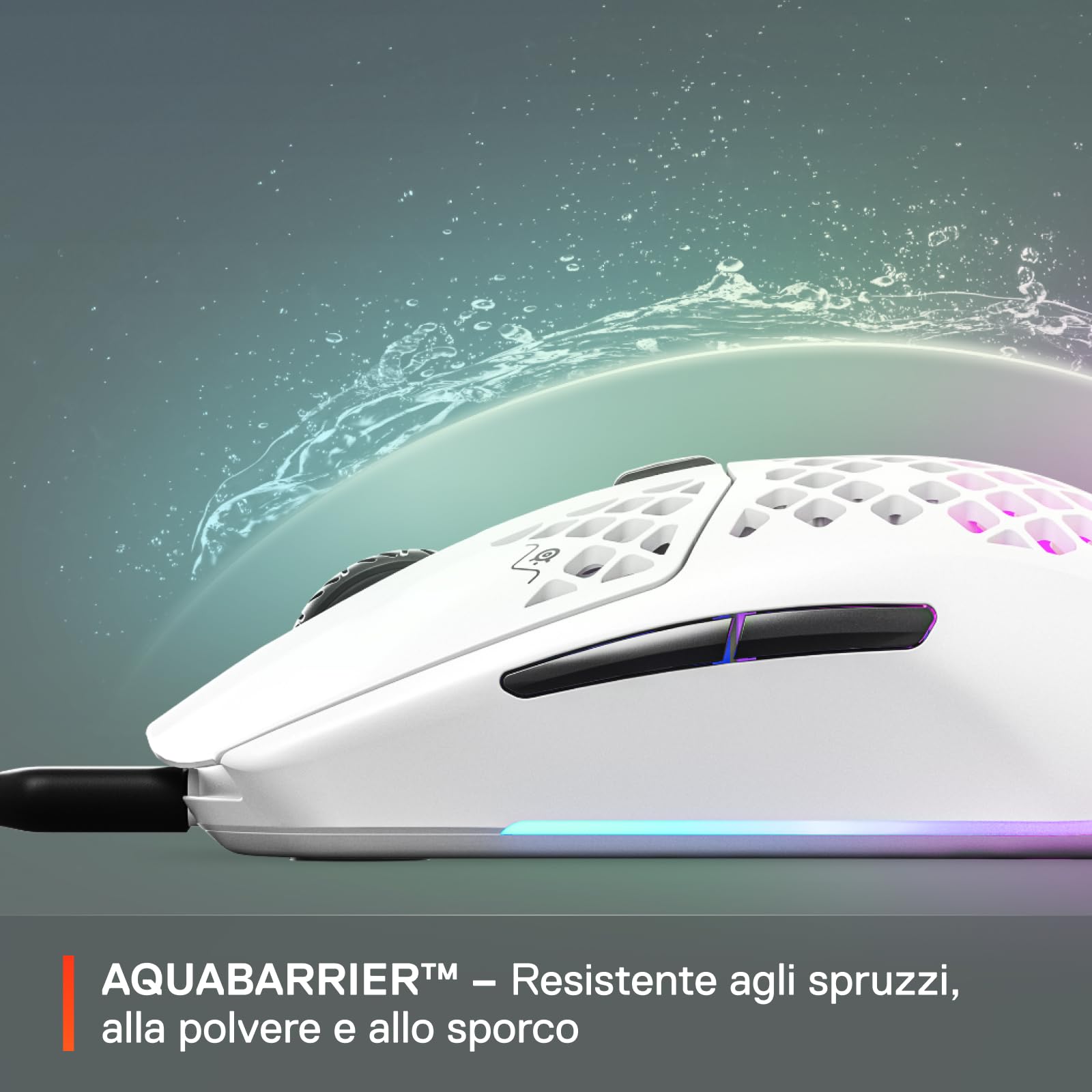 SteelSeries Aerox 3 Mouse Gaming Cablato 59g Snow Bianco