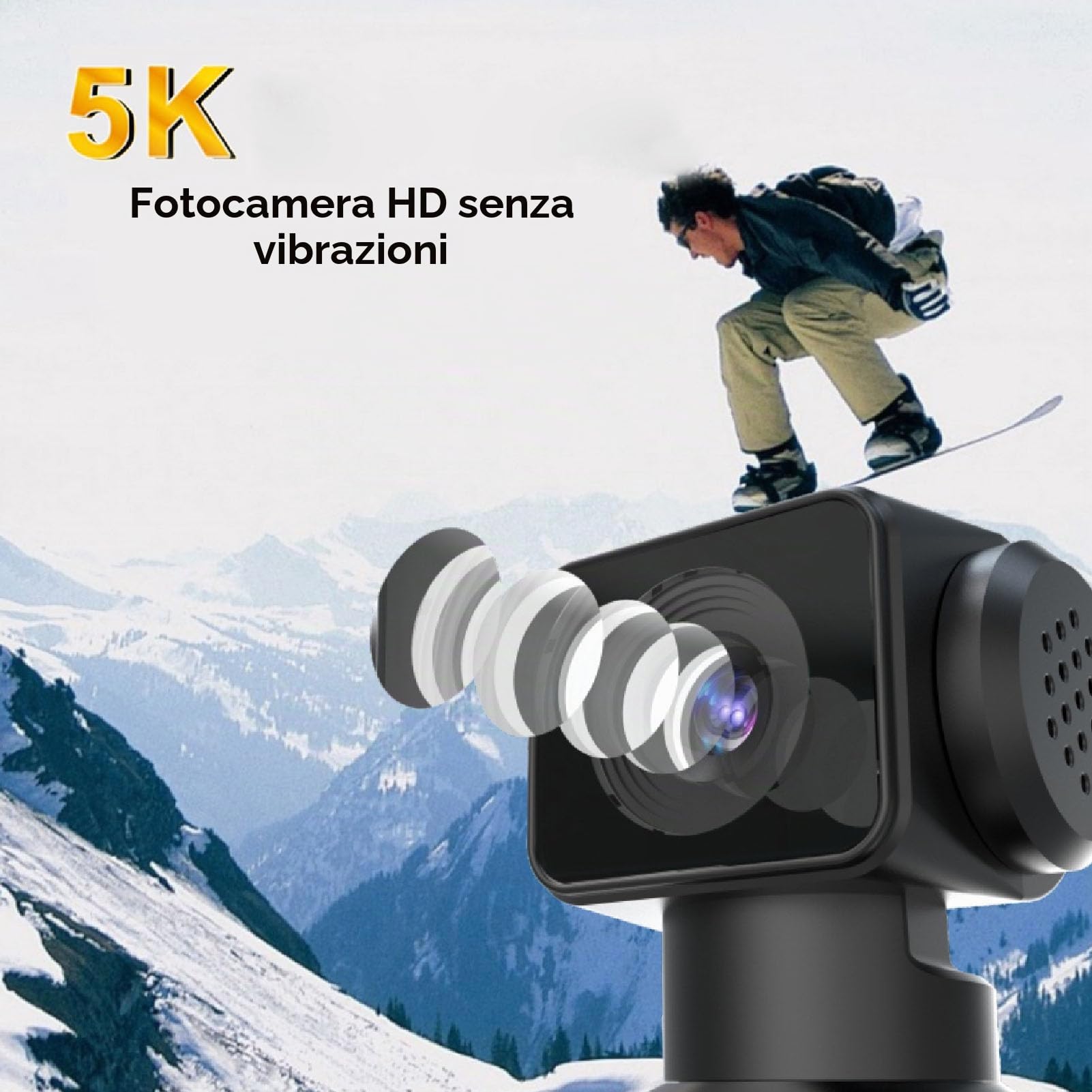 GOWENIC Action Cam 5K 30FPS Videocamera Sportiva 30m WiFi