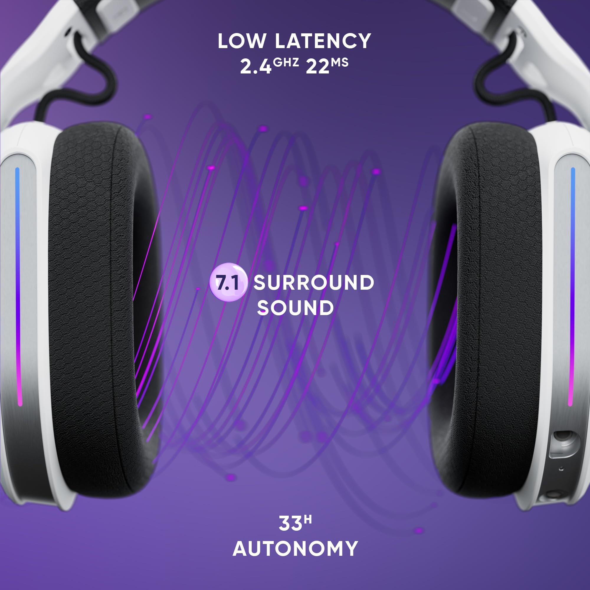 Oniverse Polaris cuffie gaming wireless bianco celeste 7.1
