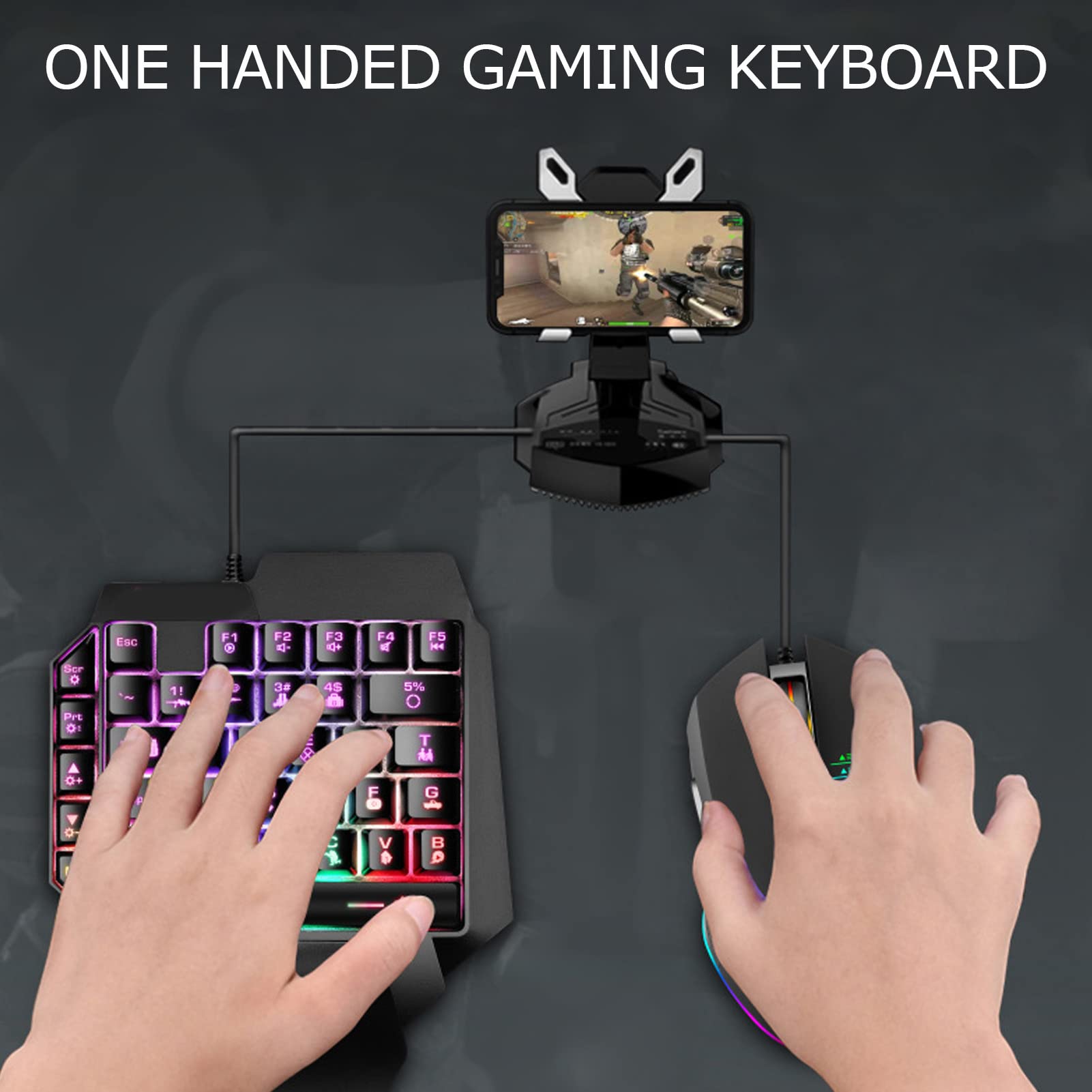 Gowenic Tastiera Gaming una Mano 39 Tasti USB con Poggiapolsi