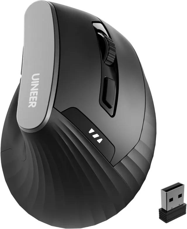Uineer 2.4G Mouse Verticale Wireless Nero Ricaricabile