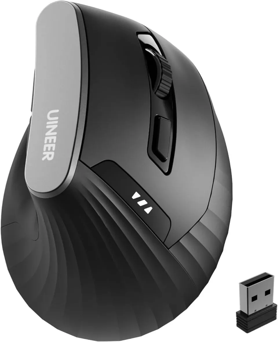 Uineer 2.4G Mouse Verticale Wireless Nero Ricaricabile