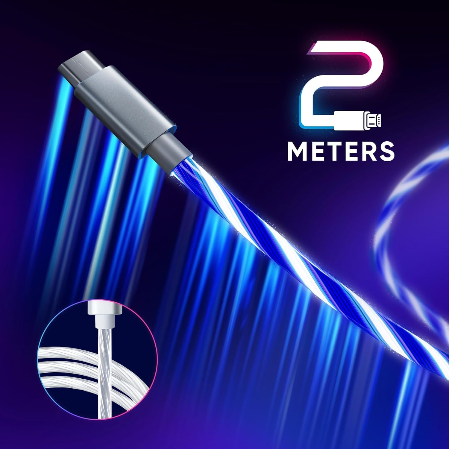 Oniverse Accessories cavo micro USB 2 metri LED ricarica rapida