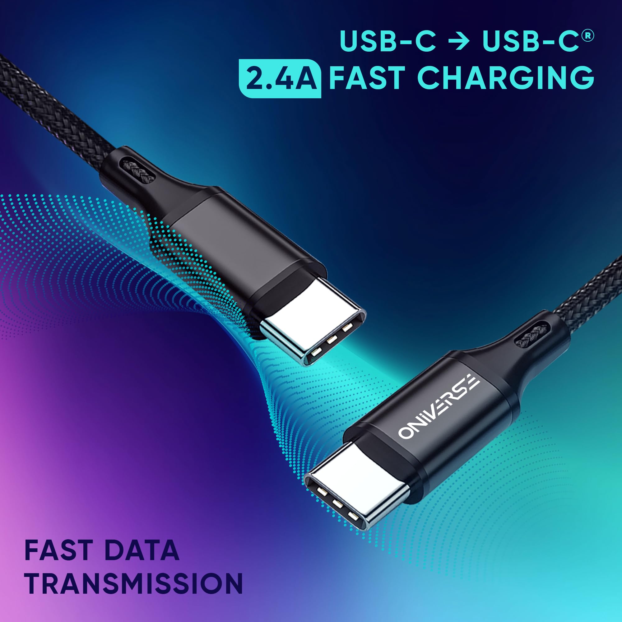 Oniverse cavo USB-C 3 m intrecciato nero ricarica 2,4A PC console