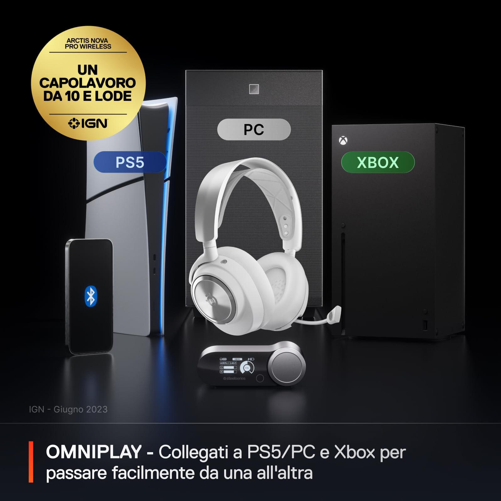 SteelSeries Arctis Nova Pro X cuffie wireless bianche ANC