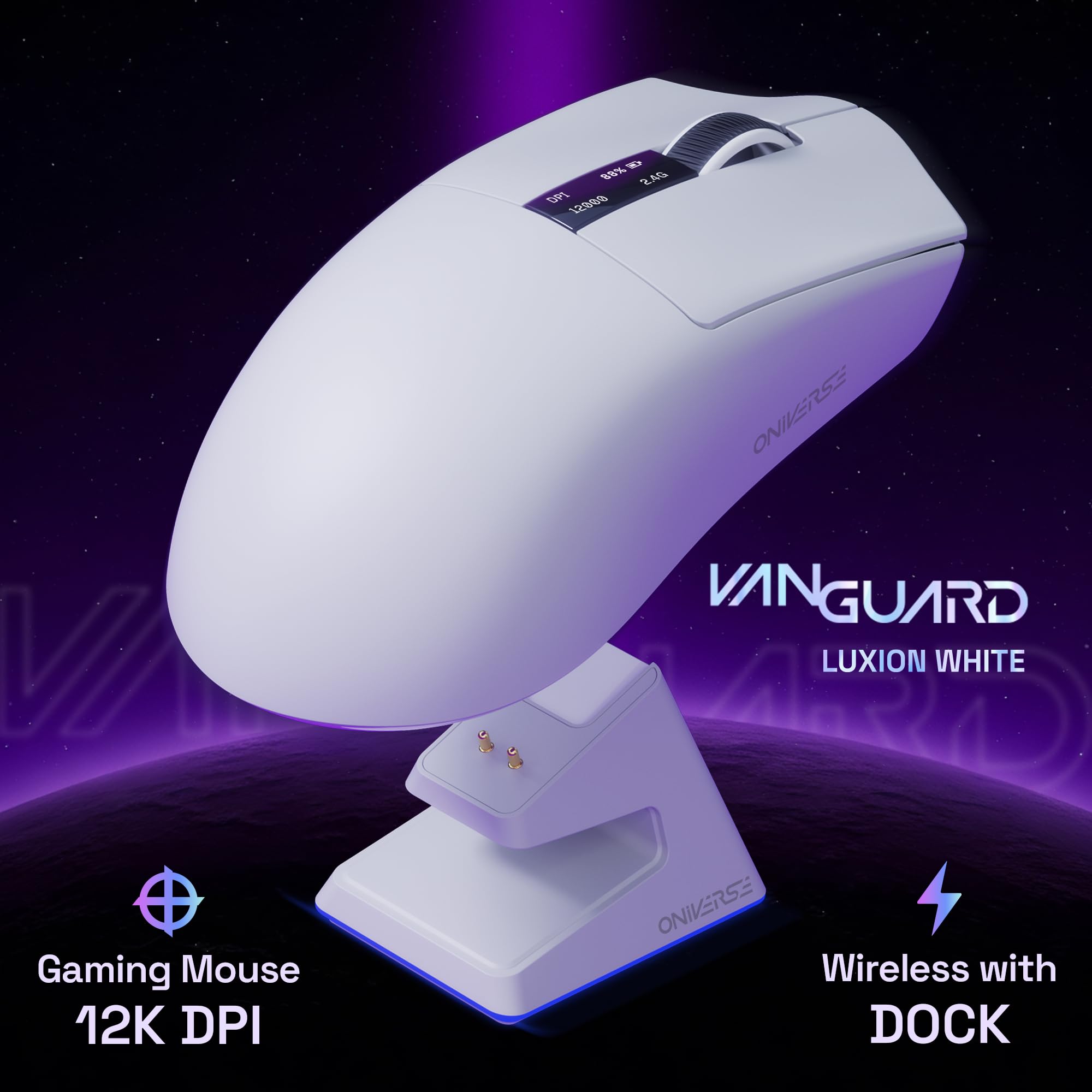 Oniverse Vanguard mouse gaming wireless 12000 DPI dock