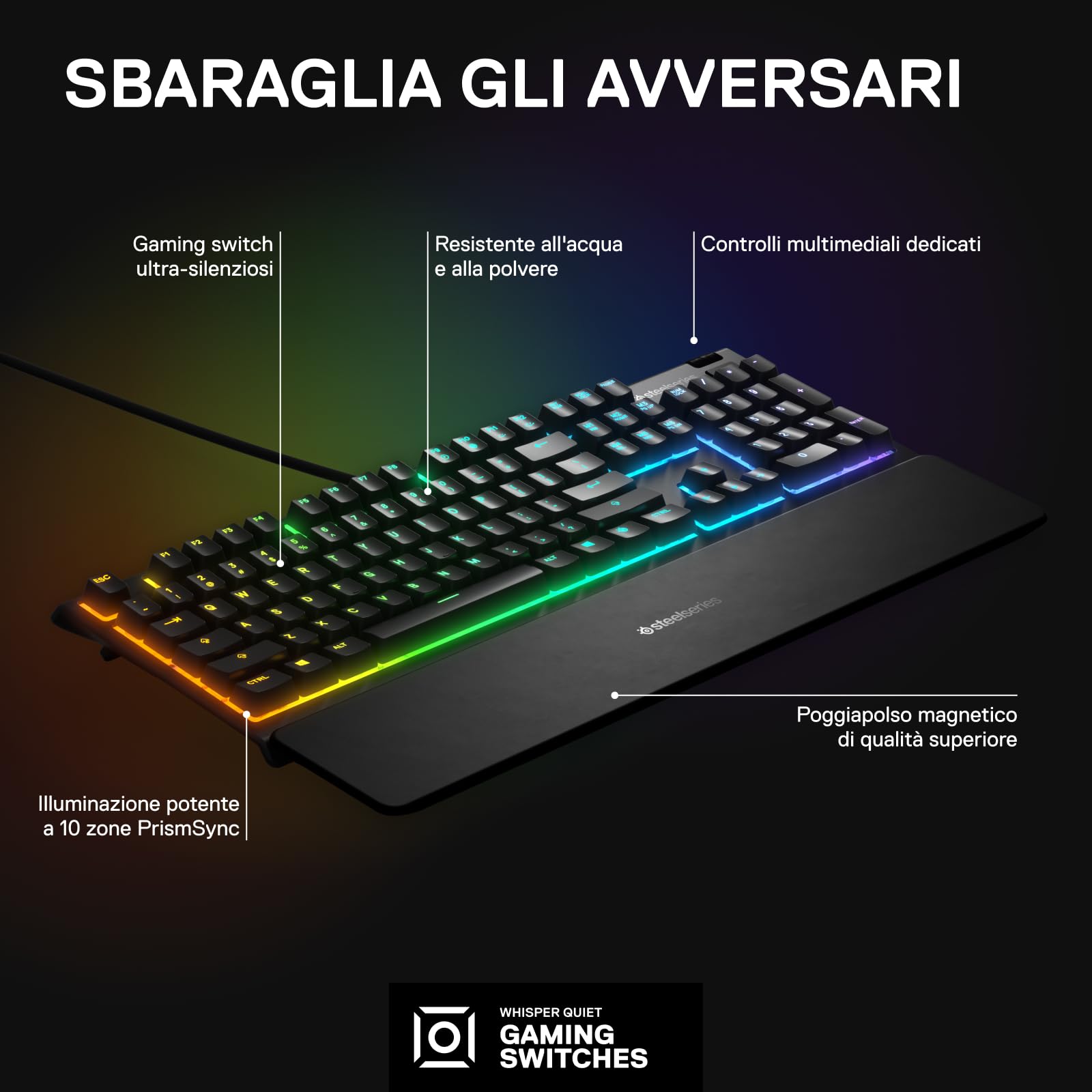 SteelSeries Apex 3 TKL Tastiera Gaming RGB QWERTY Inglese