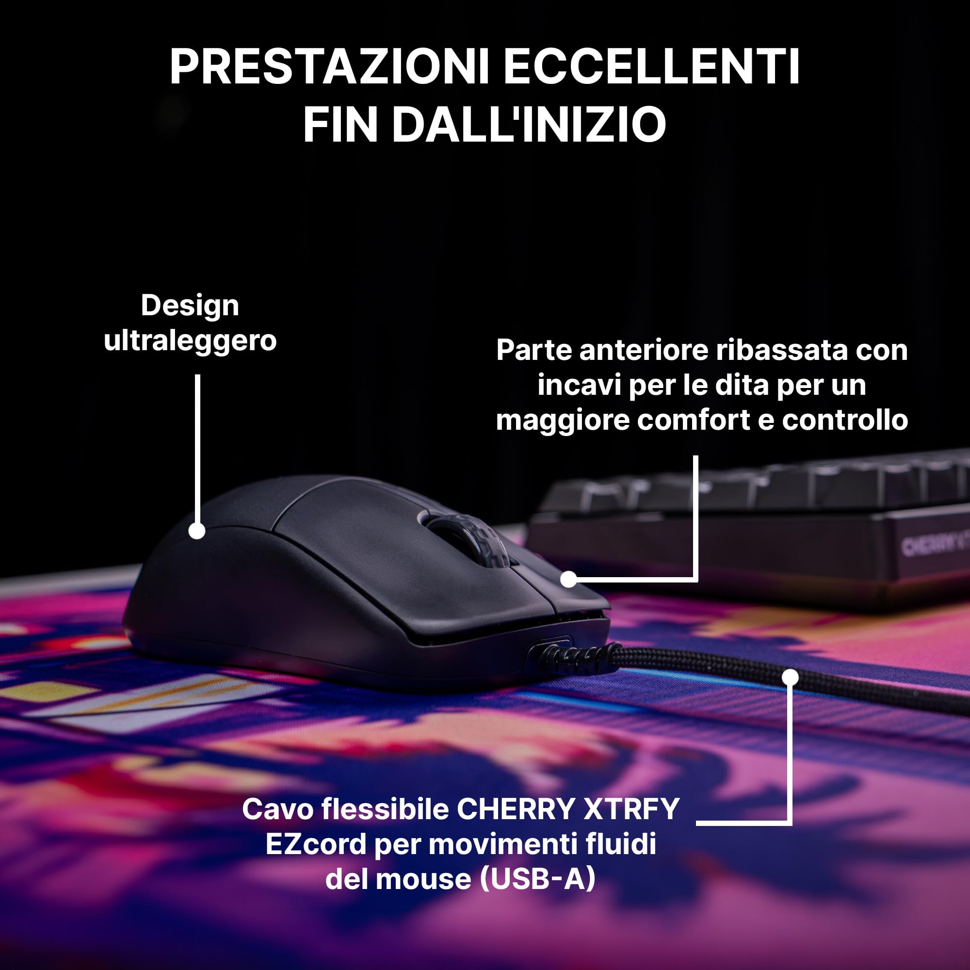 CHERRY XTRFY M42V2 Mouse gaming con filo nero 45 g USB-A