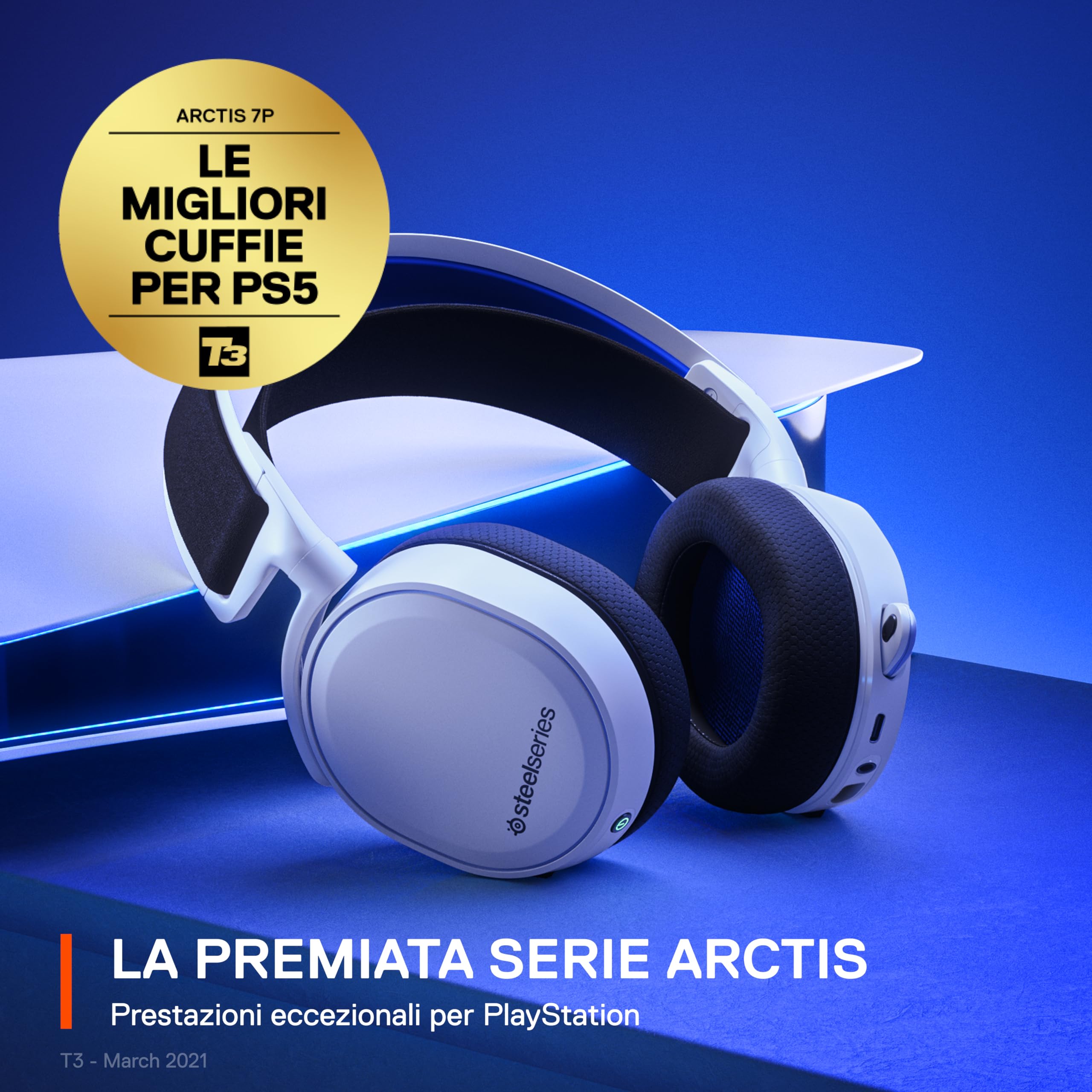 SteelSeries Arctis 7P+ cuffie gaming wireless bianche 30h